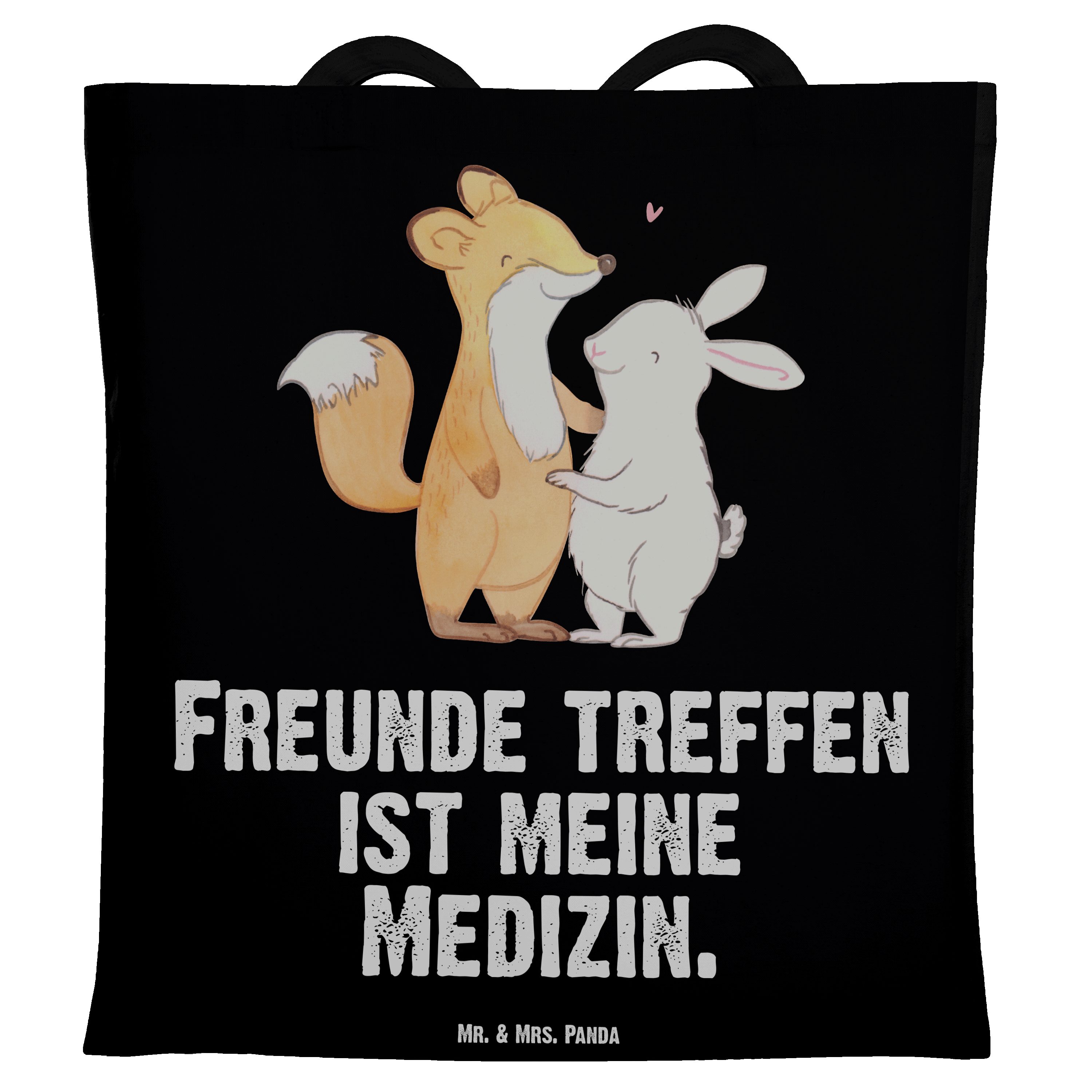 Mr. & Mrs. Panda Tragetasche Fuchs Hase Freunde treffen Medizin - Schwarz - Geschenk, Sportler, Da (1-tlg)