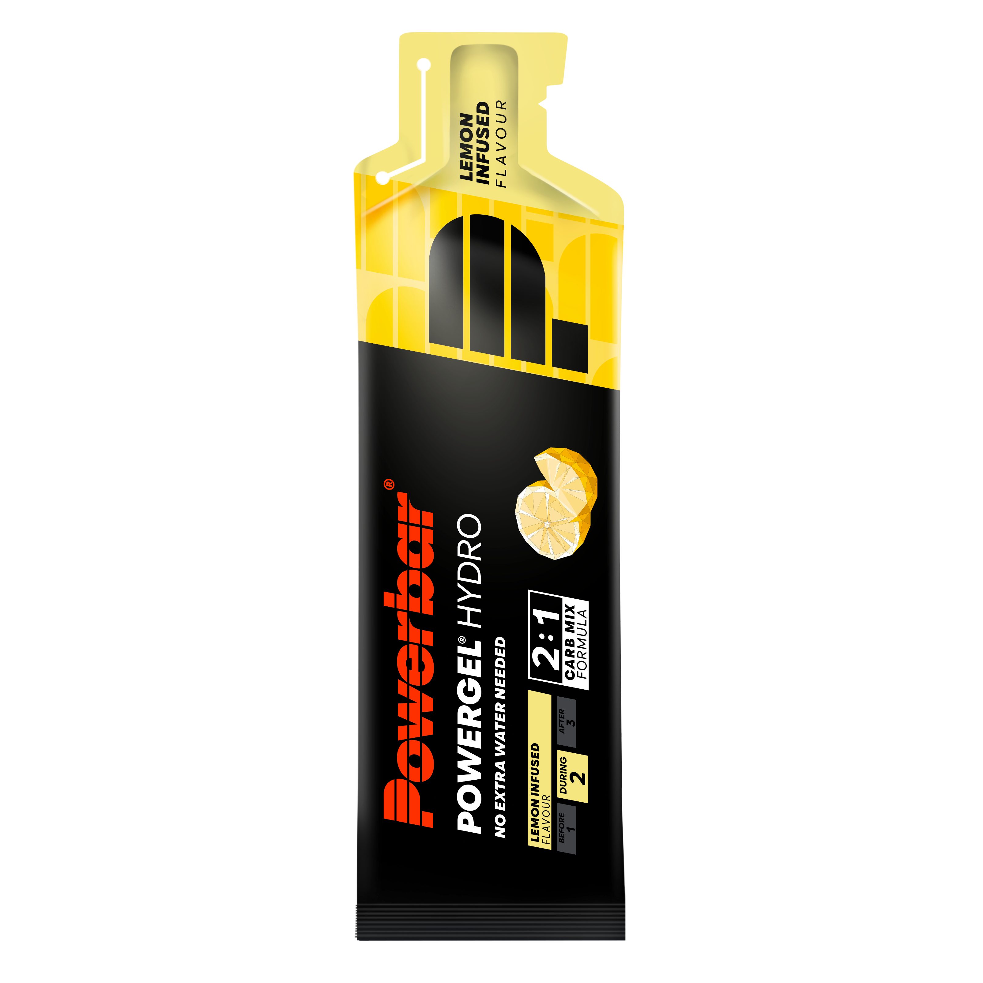 PowerBar PowerGel Hydro Lemon Infused 24x67ml High Carb Energie Gel Gel, 24 er 24 St., 1608 ml, koffeinfrei