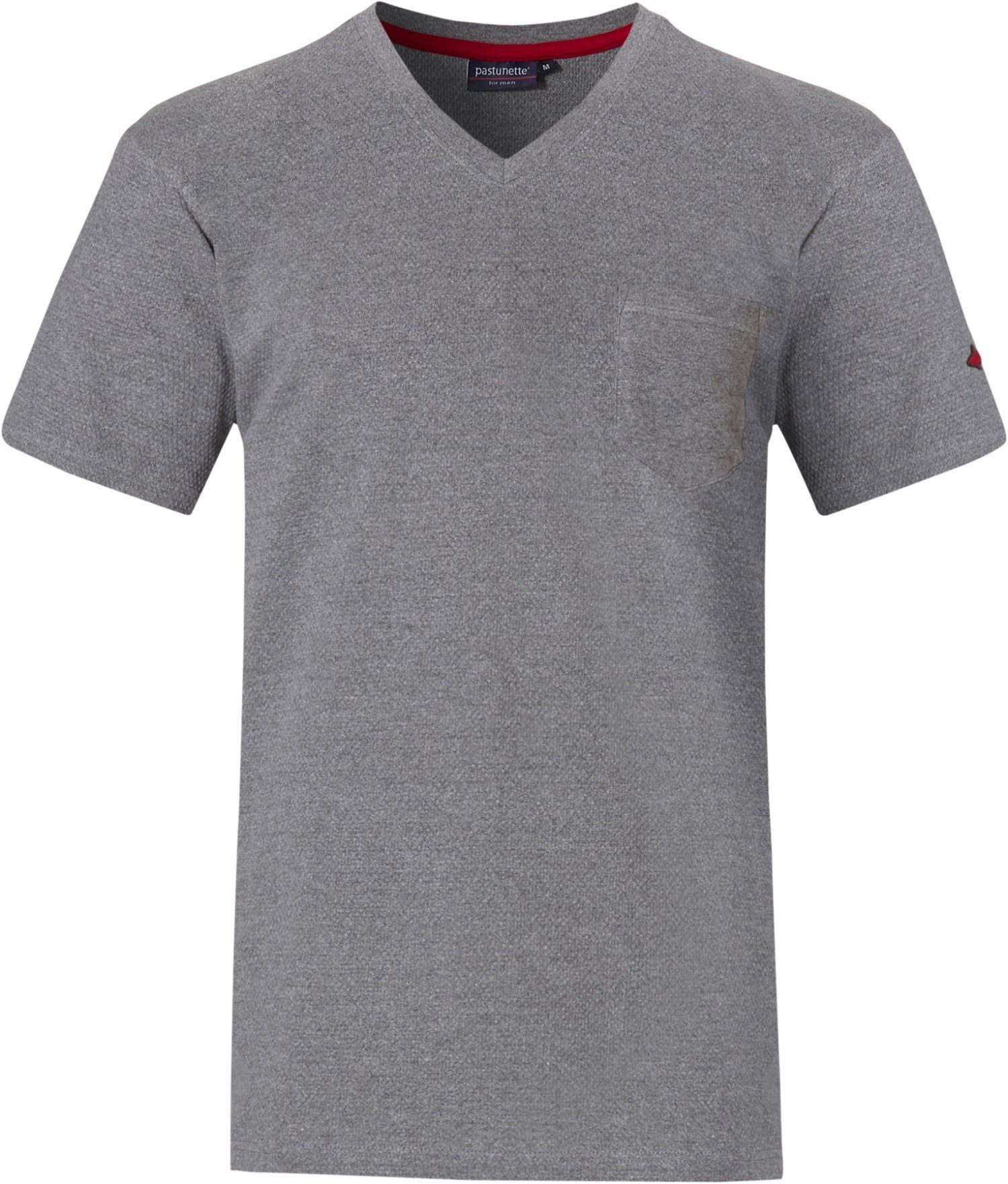 Pastunette Pyjamaoberteil Herren Shirt V Ausschnitt (1-tlg) Klassisch grey