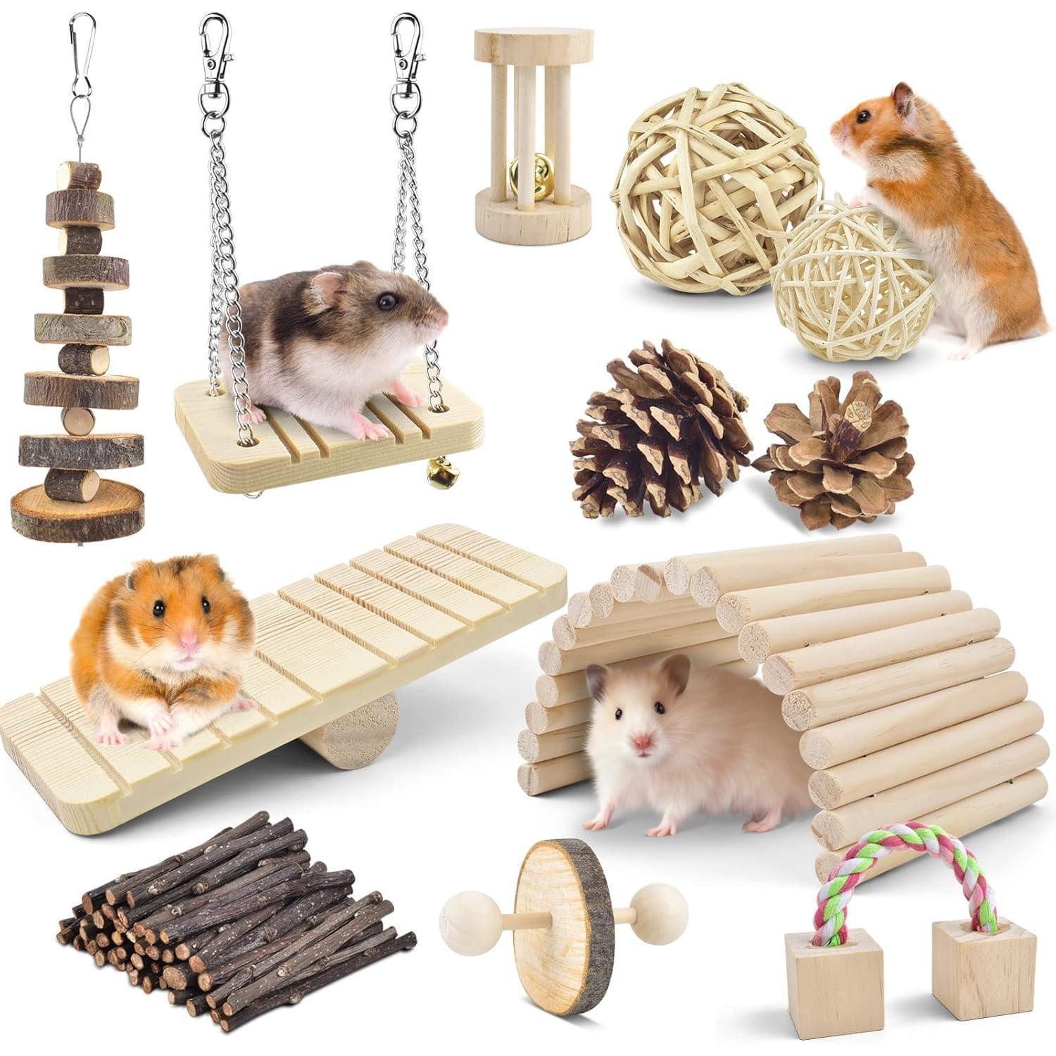 LuxusKollektion Kleintierkäfig Hamster Spielzeug Holz Kauspielzeug Natur für Kleintiere 12