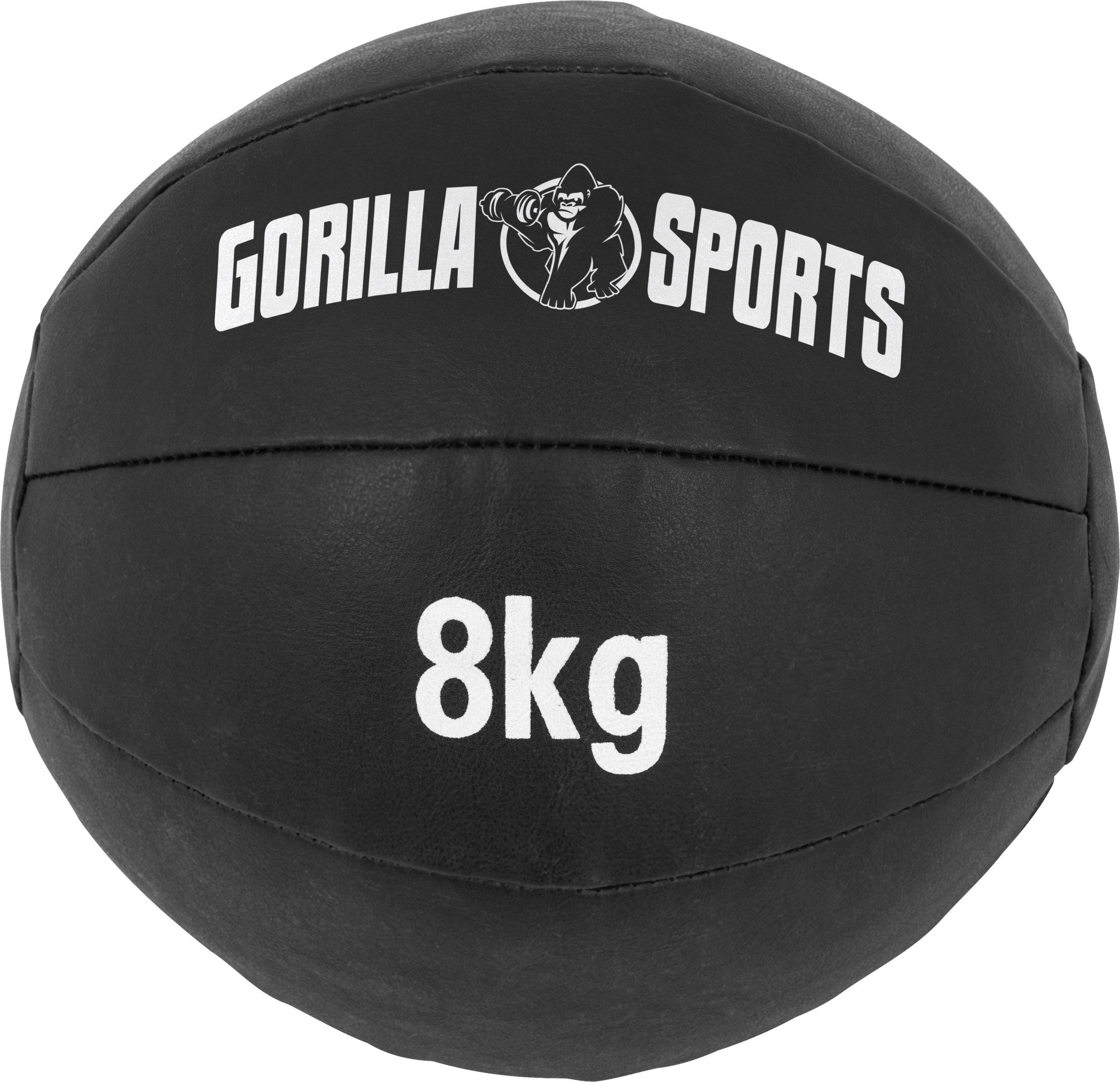GORILLA SPORTS Medizinball Einzeln/Set, 29cm, aus Leder, Trainingsball, Fitnessball, Gewichtsball 8 kg