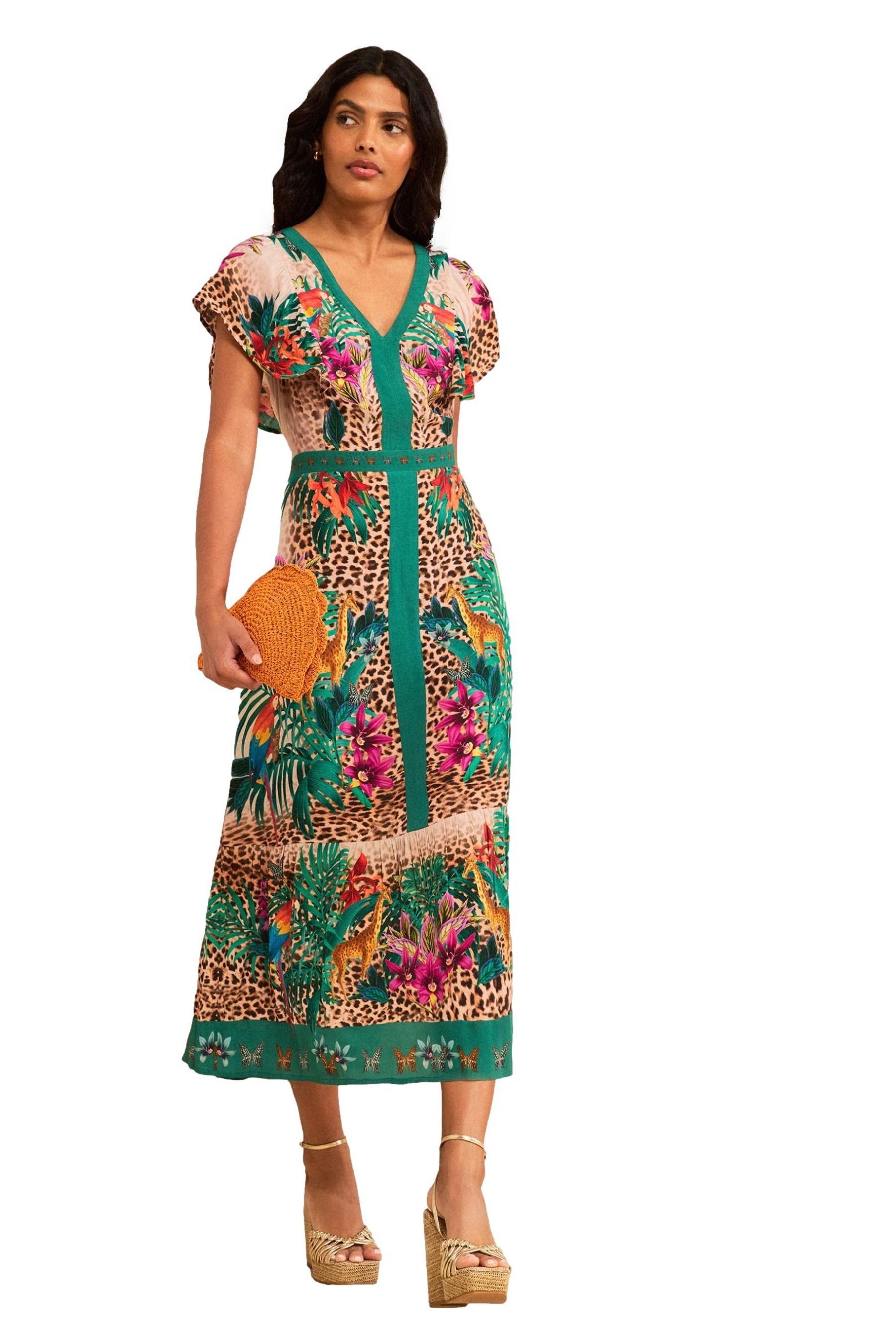Love & Roses Midikleid Love & Roses Midikleid mit Flatterärmel, Kurzgröße (1-tlg)