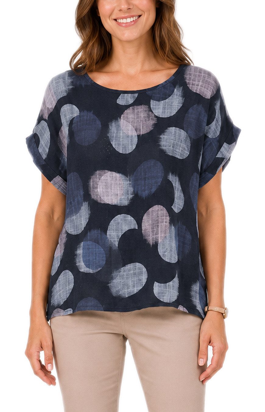dy_mode Kurzarmbluse Kurzarm Bluse Baumwollshirt Damen Blusenshirt Elegantes Tunika Shirt