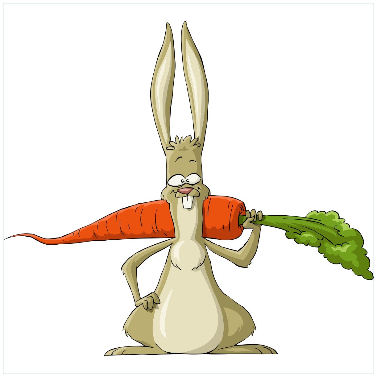 Wallario Möbelfolie Lustiger Hase mit Möhre im Comic Stil