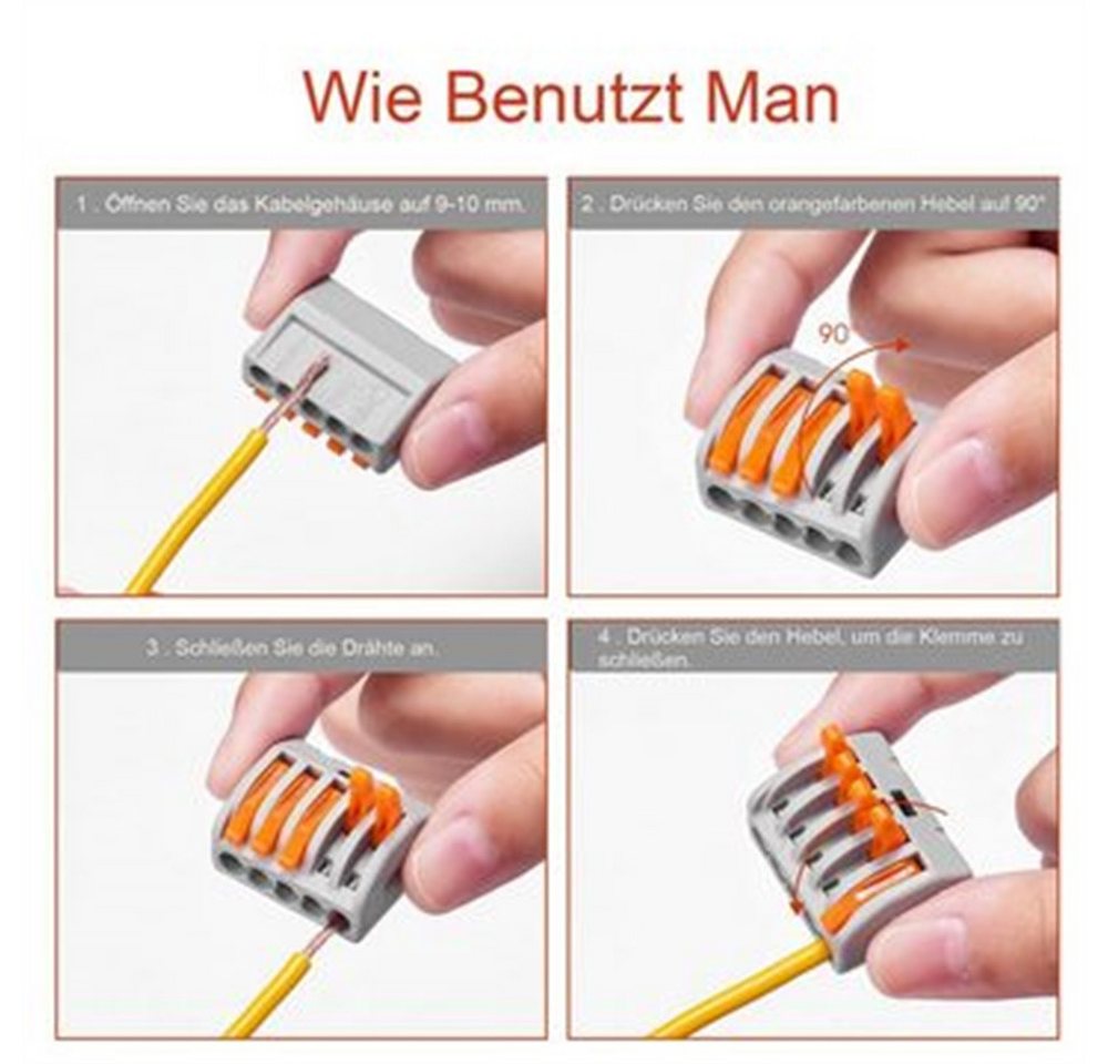 Thumbnail - RWEUOQ Verbindungsklemme Compact Steckverbinder, 120 Stück Kompakte Verbindungsstücke 3-IN-1, Kompakte Steckverbinder mi...