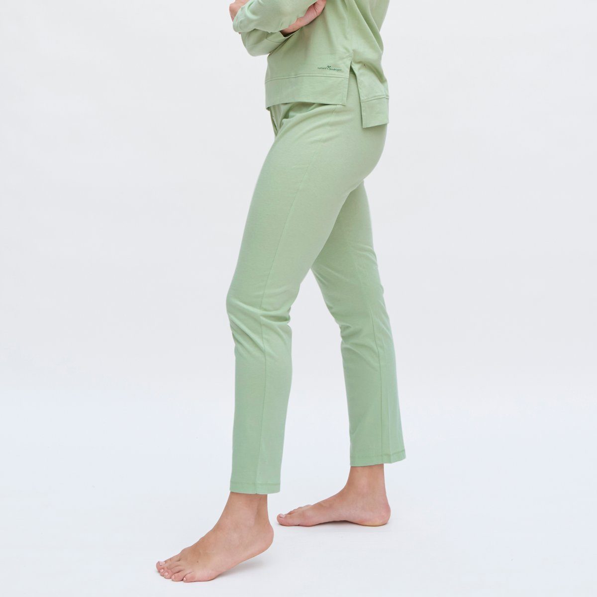 LIVING CRAFTS Bund Green Bequemer breitem Schlafhose mit elastischem Schnitt CAROL Misty