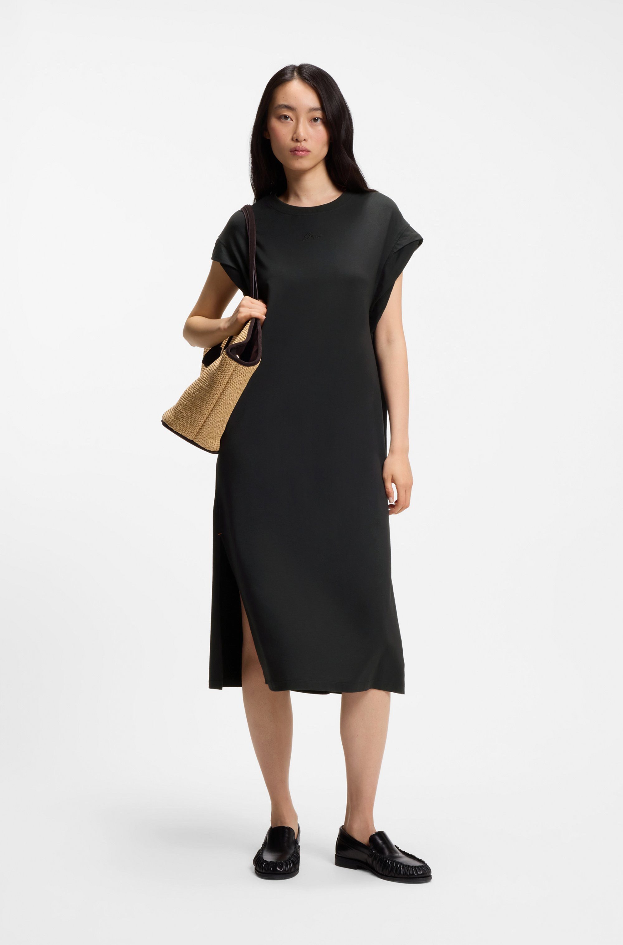 BOSS ORANGE Jerseykleid Edress Premium Damenmode mit Schlitzen, Logoschrift günstig online kaufen