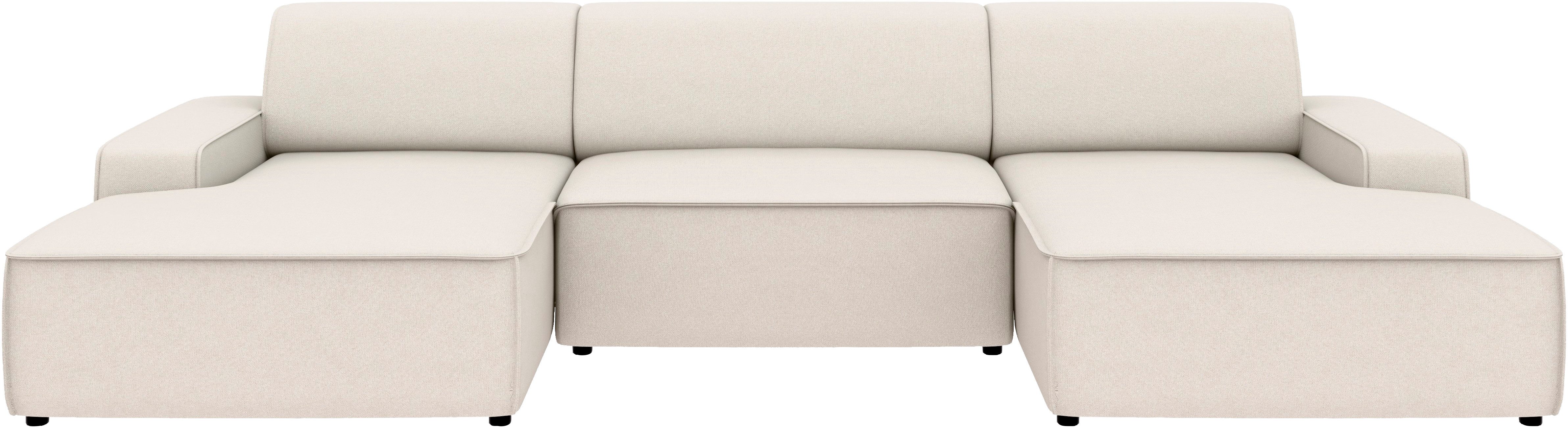 TRENDMANUFAKTUR Wohnlandschaft Graz, wahlweise mit Sitzvorschub und Bettkasten, U-Form, Breite 329 cm, in Cord-, haustierfreundlichem LEO Struktur- oder LUMOS-3D-Bezug