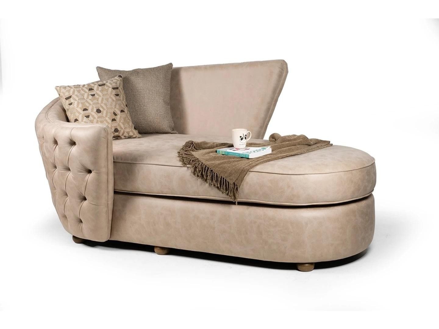 Xlmoebel Chaiselongue XLMOEBEL Chaiselongue aus Holz in elegantem Beige, 1 Teile, Made in Europa