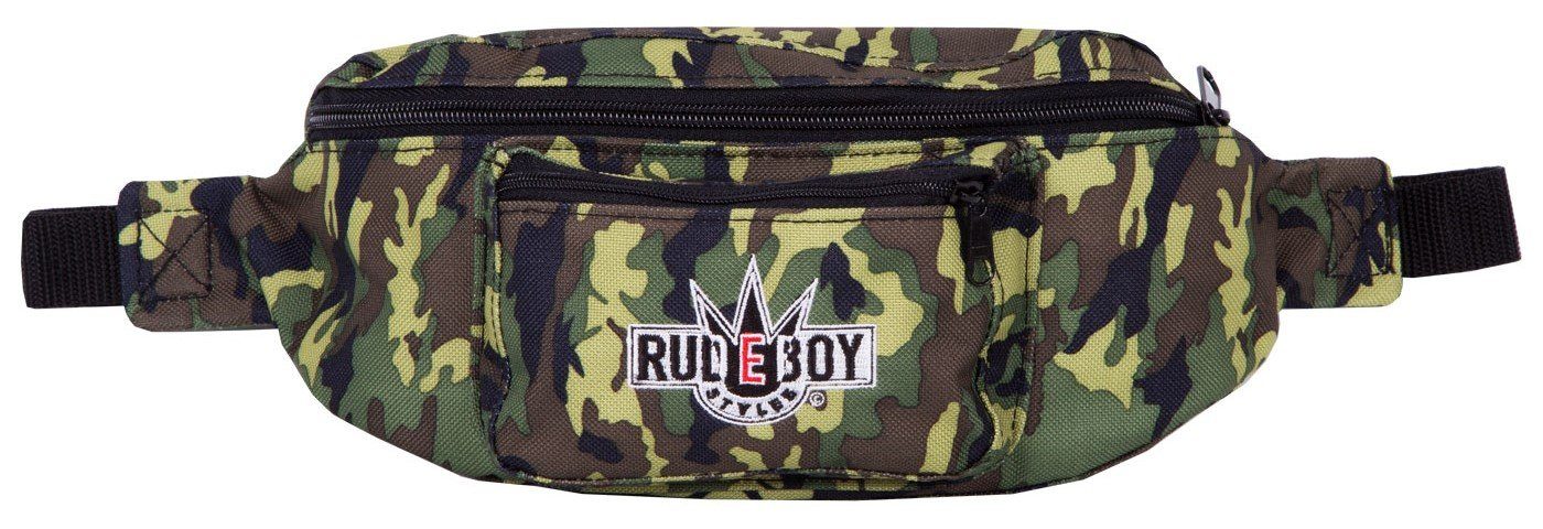 Rudeboy Stylee Bauchtasche Hüfttasche Retro mit Stick für Erwachsene und Kinder, mit abgesetzter Fronttasche Camouflage
