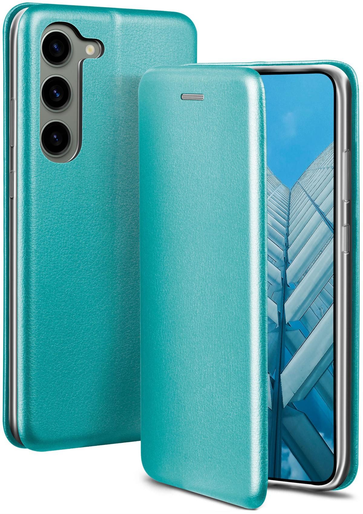 ONEFLOW Handyhülle für Samsung Galaxy S23 Plus Premium Hülle Business Cover Blau 6,6 Zoll, 360 Grad Schutzhülle Flip Case Etui Klapphülle Dünn Leder Handy Tasche