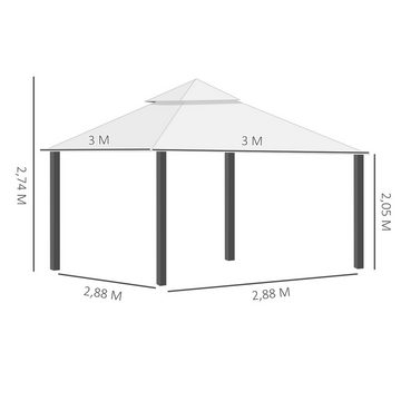 Outsunny Pavillon Gartenzelt mit Netzseiten, mit 4 Seitenteilen, (Festzelt, Gartenpavillon), BxLxH: 300x300x274 cm