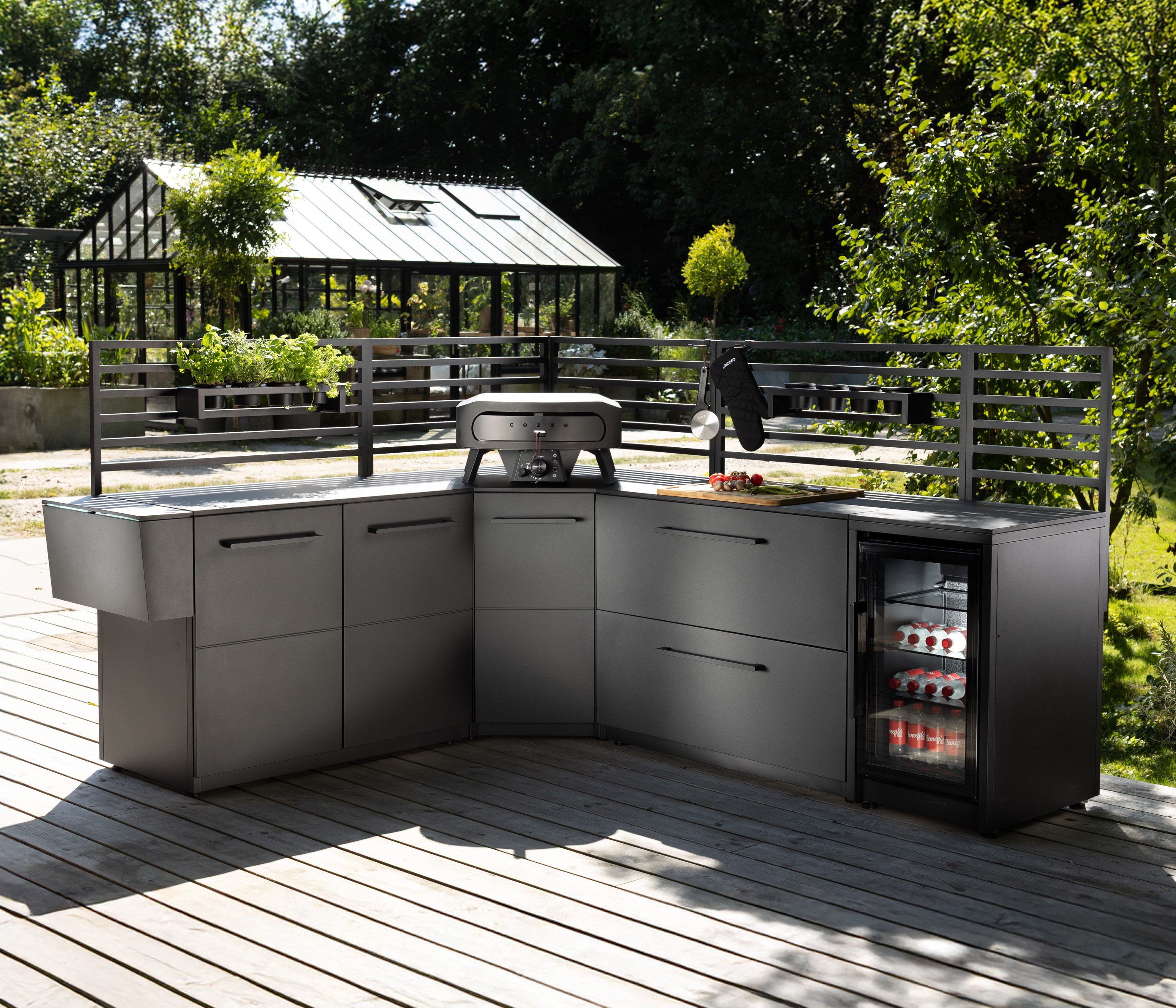 COZZE Outdoor-Küche Universalstation, für Toppings und Gewürze, 60 x 10 x 13 cm, schwarz, für die Cozze® Outdoor-Küche