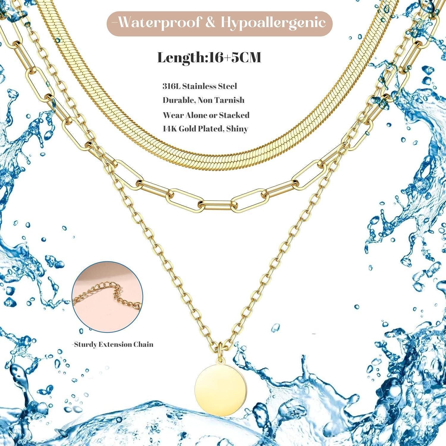 LuxusKollektion Kette und Anhänger Set Halskette Damen Edelstahl Gold Silbe günstig online kaufen