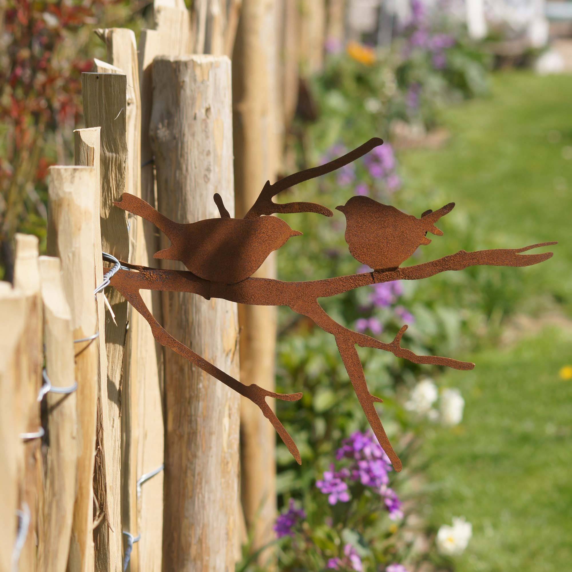 Roststecker Set Gartenstecker auf rostig GARDEN 3er UNUS Ast Vögel