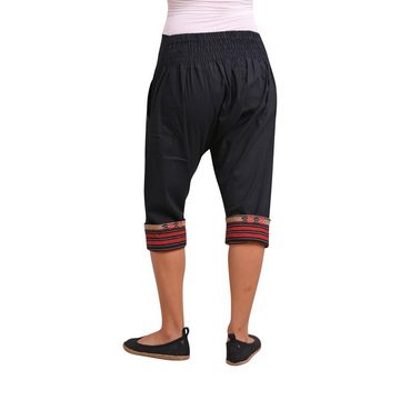 virblatt Cargoshorts Haremshose Damen kurz, Baumwolle, Kurze Aladinhose Pumphose kurz traditionelle asiatische Muster, Beinbund zum Umschlagen