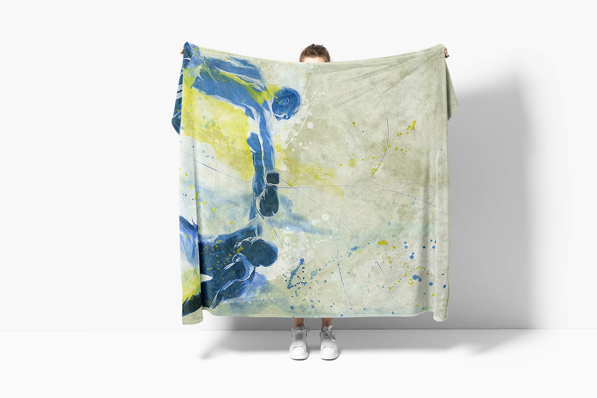 Sport Kunstvoll Handtuch Handtücher Baumwolle-Polyester-Mix Sporth, (1-St), Saunatuch Strandhandtuch SplashArt Sinus Boxen Kuscheldecke Art Handtuch III