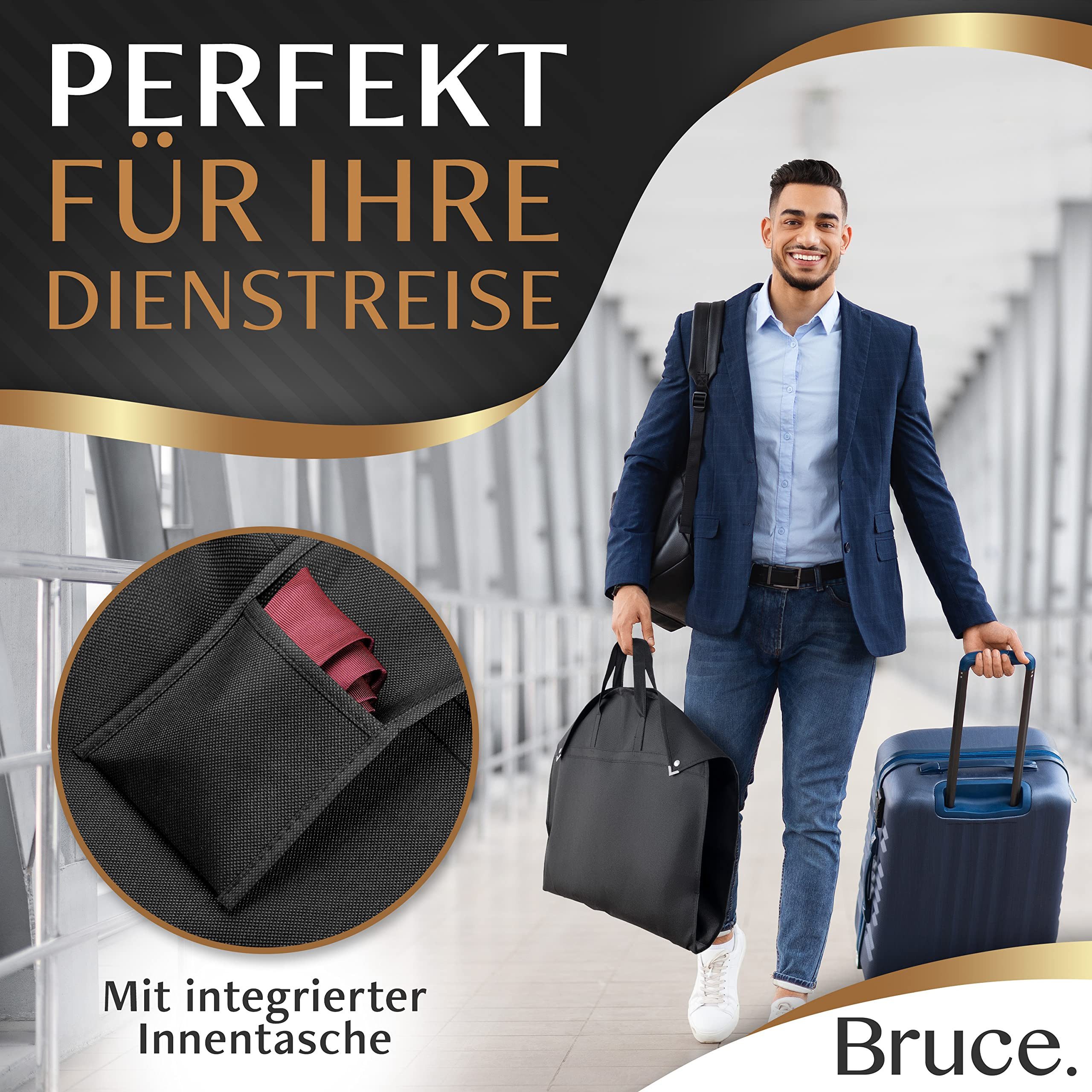 Bruce Kleidersack Optimierte Materialstärke von 120 GSM (Hochwertige Kleiderhülle für Anzug und Kleid) Atmungsaktive Anzugtasche für Reisen