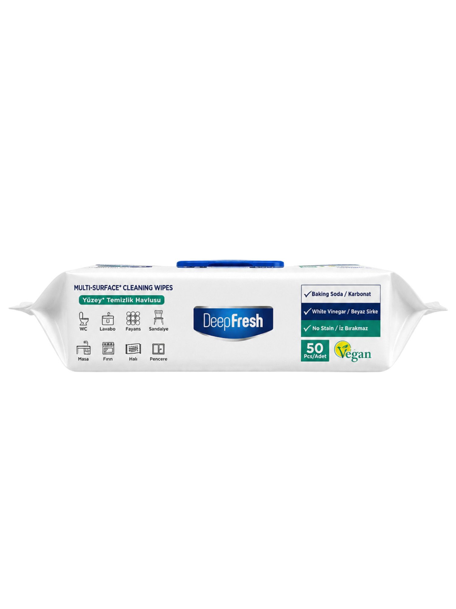 Deep Fresh Multi-Surface Reinigungstücher Weißer Seifenduft 100 Stk Reinigungstücher (Vliesstoff, Einzelpackung, 100 Reinigungstücher, Mit Backpulver, weißem Essig, extra stark, streifenfreie Reinigung)