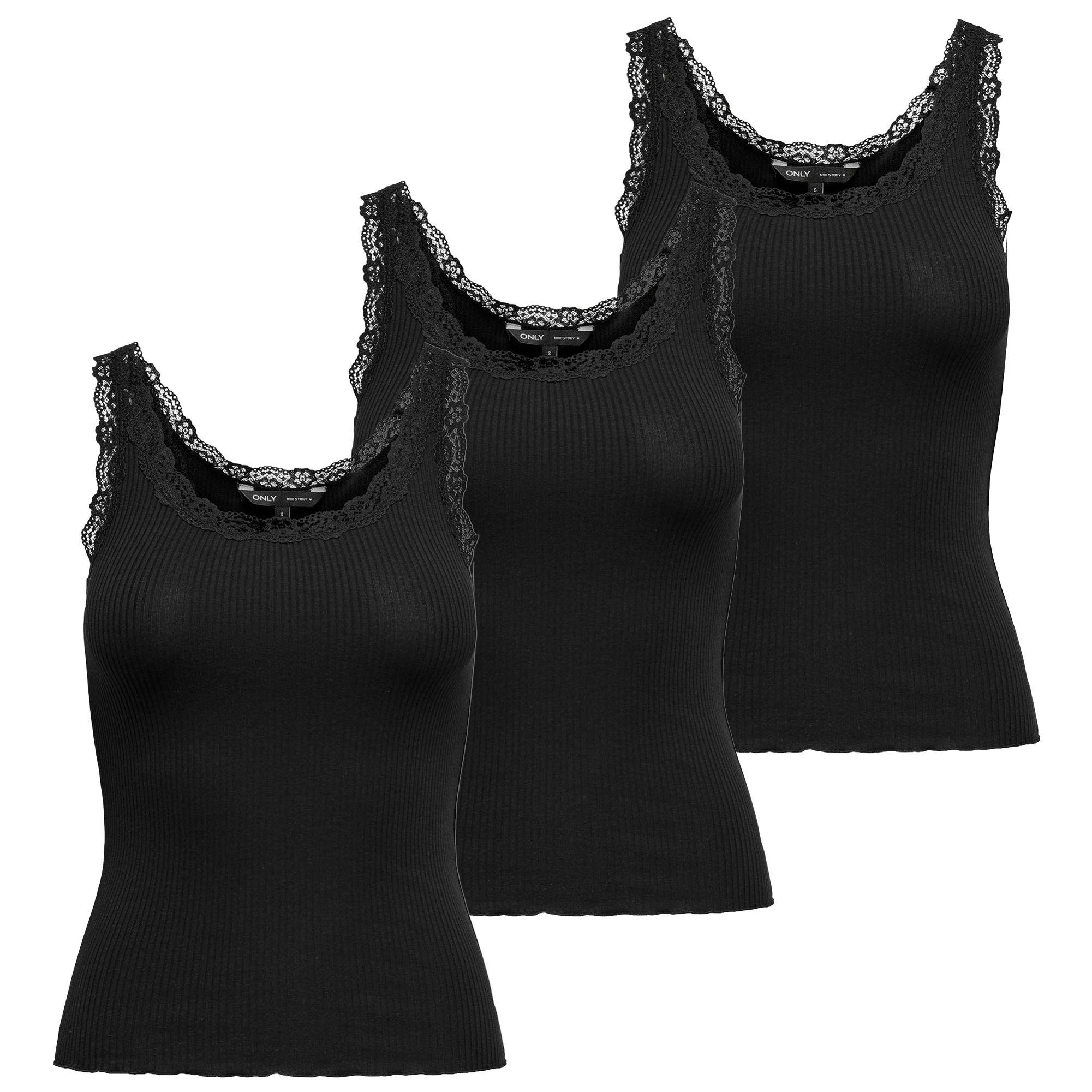 ONLY T-Shirt Damen T-Shirt 3er Pack Baumwollmischung (Packung, 3er Pack)