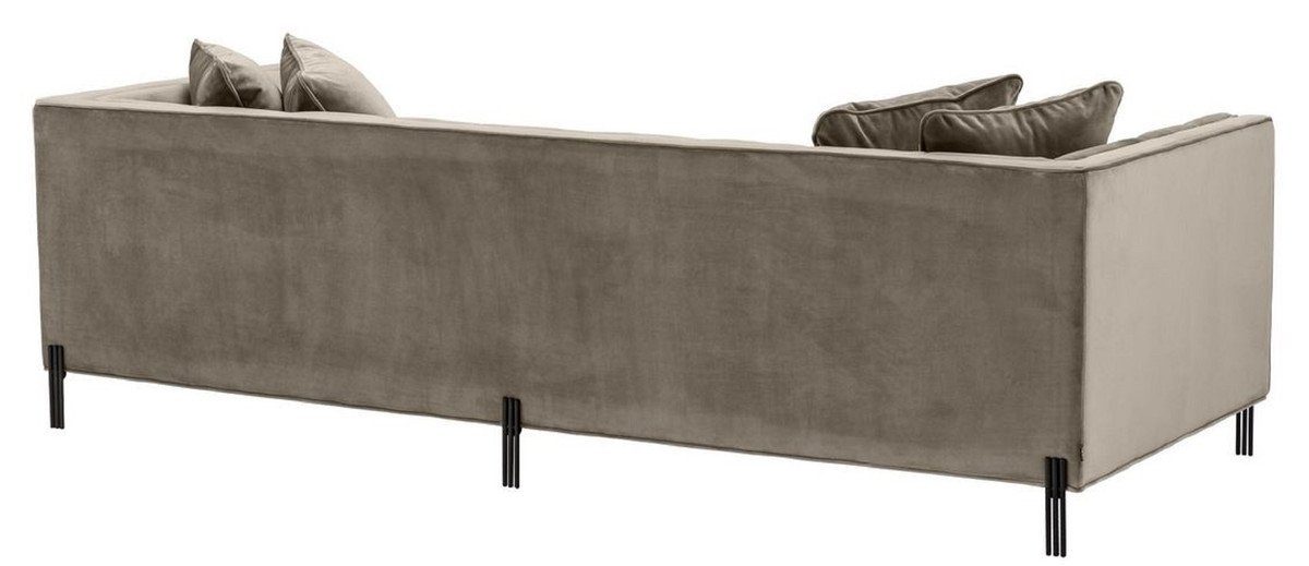 Wohnzimmer H. Luxus Luxus Sofa Sofa - 95 mit / Casa Padrino x x - 4 Kissen 231 cm Schwarz Qualität 68 Samt Greige Sofa