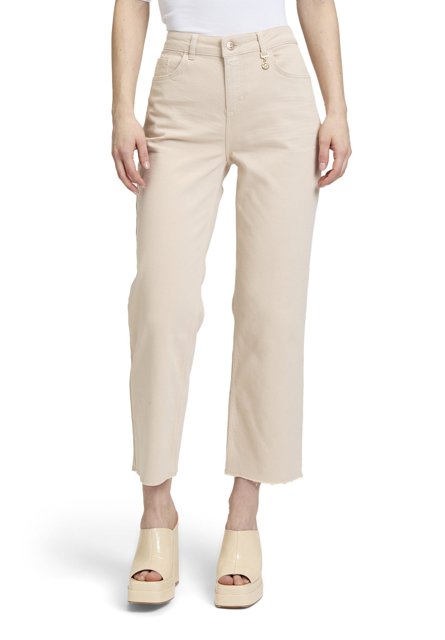 Ankle-Jeans Cartoon Damen Basic-Hose mit offenem Saum