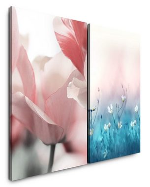 Sinus Art Leinwandbild 2 Bilder je 60x90cm Blumen Tulpen Sanft Zartgefühl Leicht Natur Dekorativ
