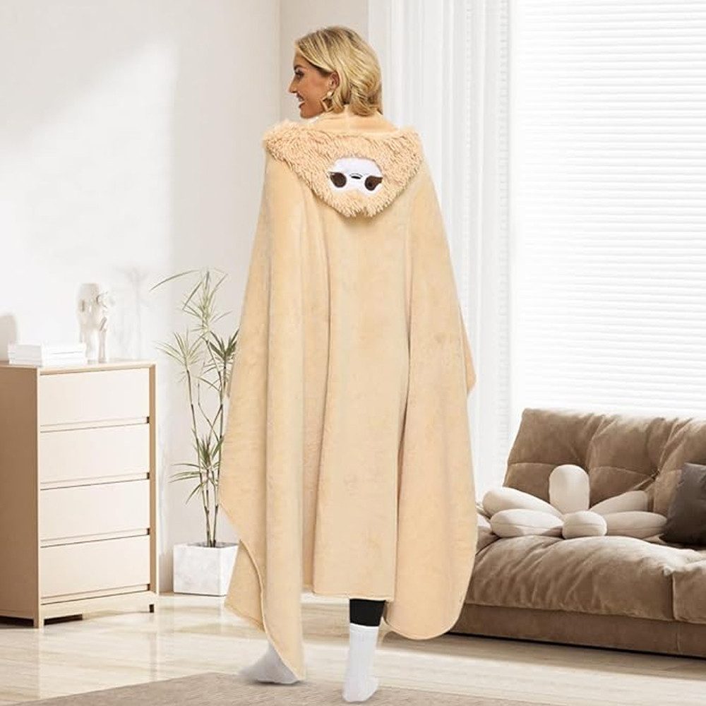 Wohndecke Kuscheldecke mit Ärmeln Faultier Decke mit Kapuze Tragbar Flauschdecke, TUWENA, Cartoon Sofadecke Flanell, Weiche Wohndecke 152x125cm, Decke Geschenke – Bild 5 von 5
