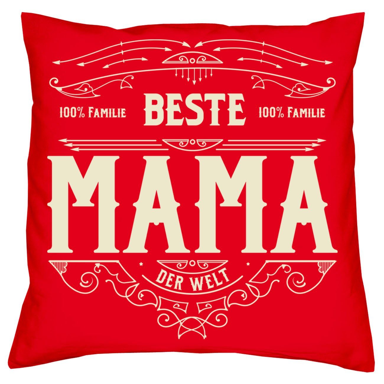 Soreso® Dekokissen Kissen Beste Mama & Urkunde, Geschenk Geburtstagsgeschenk rot