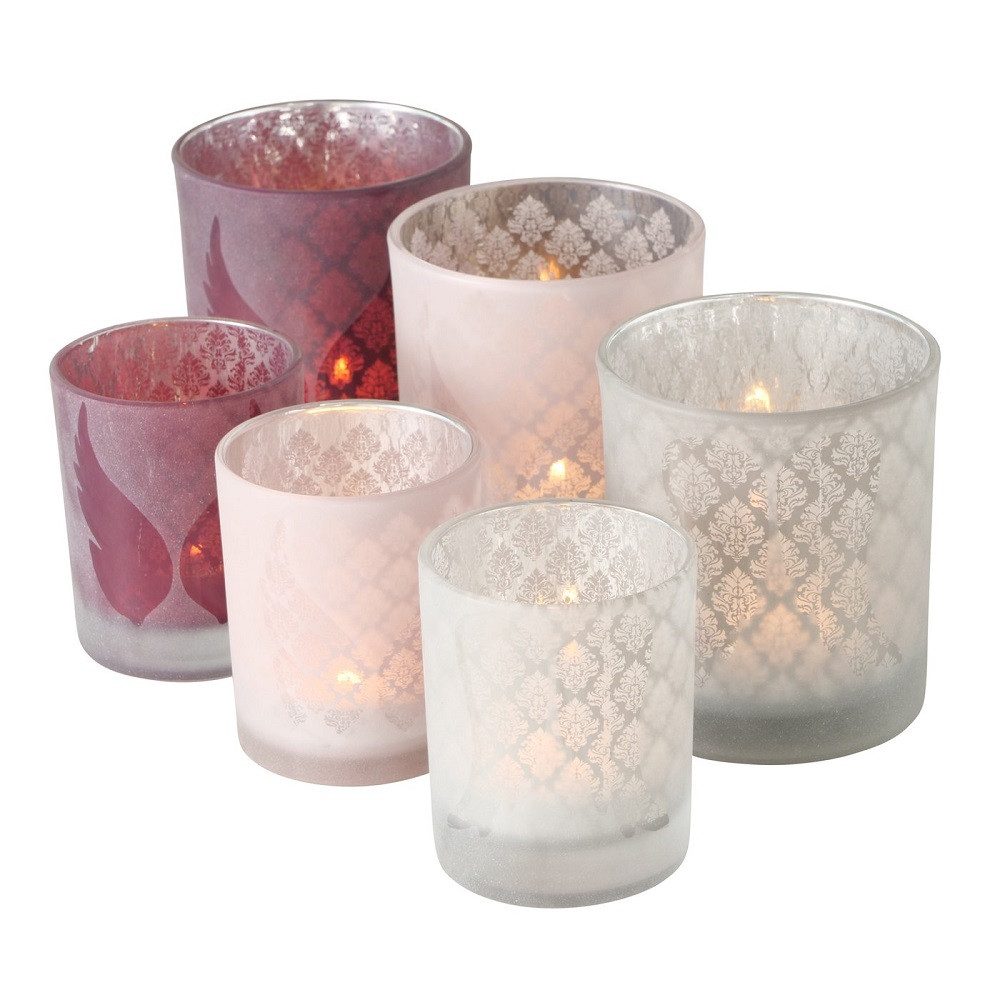 Windlicht Windlicht Orana Glas H 8/10cm pink 2er Set