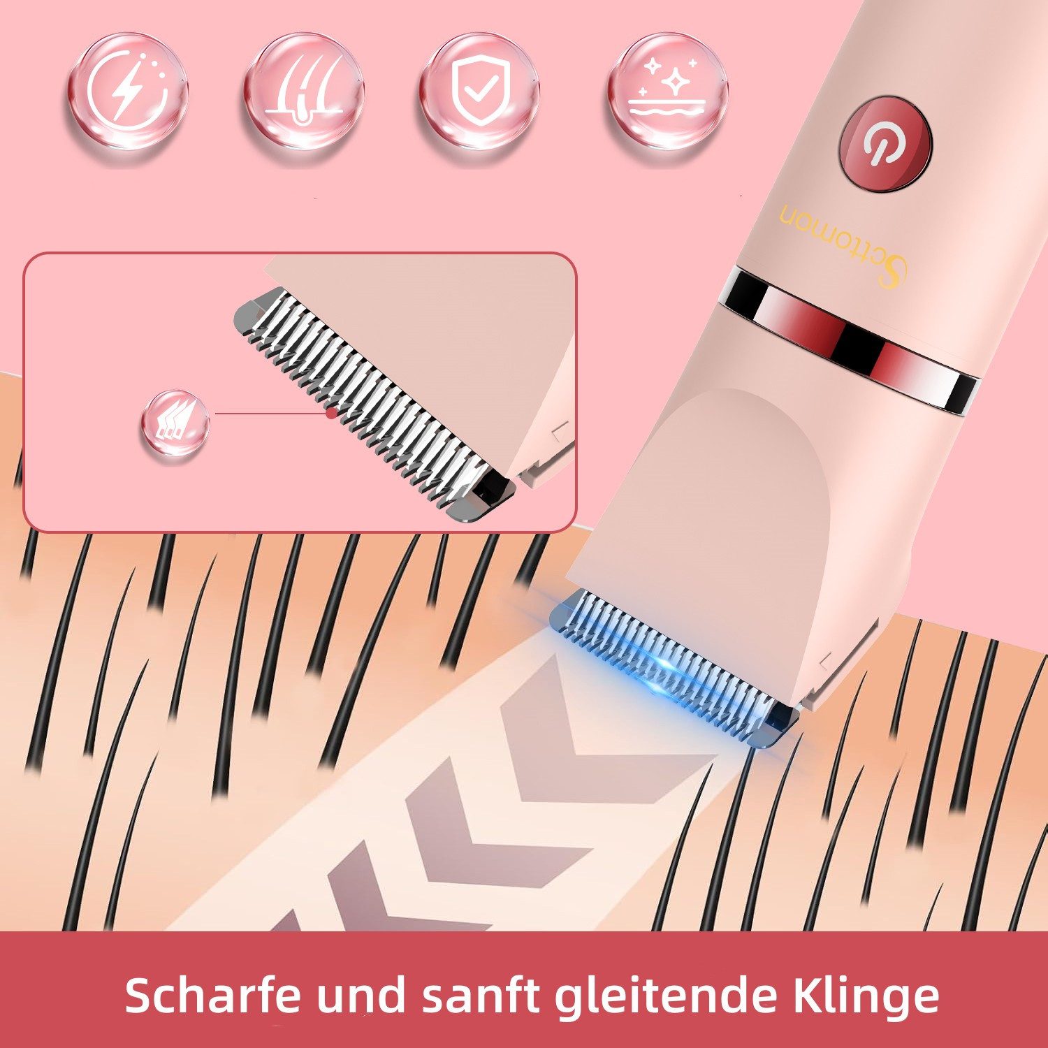 Scttomon Elektrokörperrasierer RFC-2018, Aufsätze: 1, Rasierer, Gesichtsepilierer, 3-in-1-Epilierer, Wet&Dry,100% wasserdicht