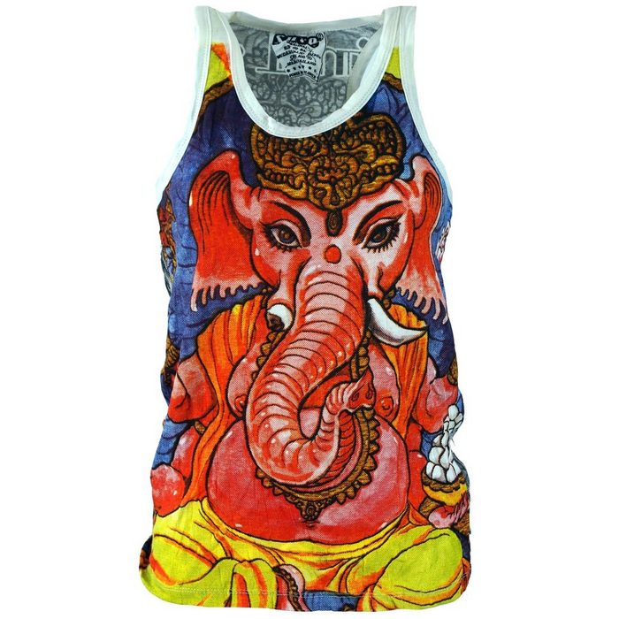 Guru-Shop T-Shirt Sure Top - Babyganesha weiß/bunt Festival Goa Style alternative Bekleidung