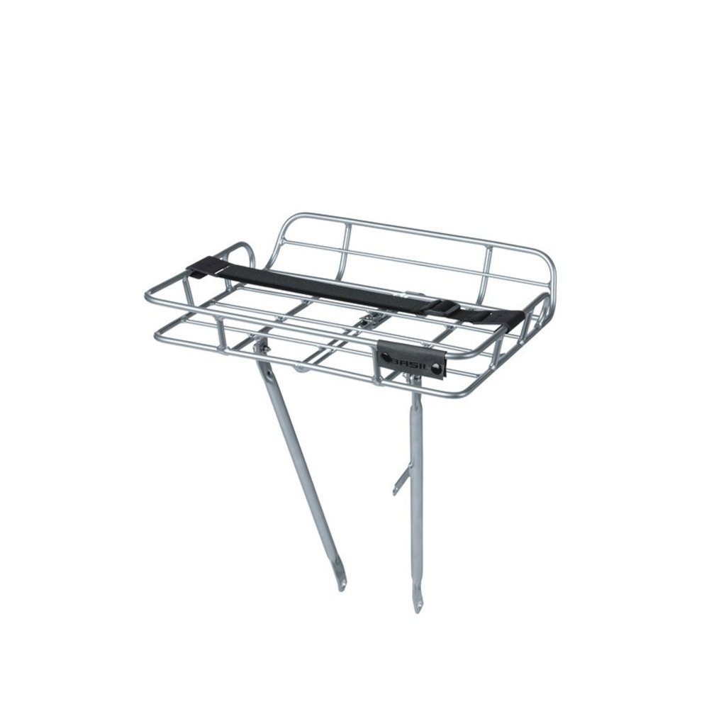 Basil Fahrrad-Gepäckträger Gepäckträger für Vorderrad (VR) 26-28" mit Strebe und Umrandung, Al (0-St)