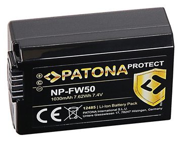 Patona Protect Akku für die Sony Alpha 6000 6400 ZV-E10 Kamera-Akku NP-FW50 1030 mAh, hitzeresistentes V1 Gehäuse