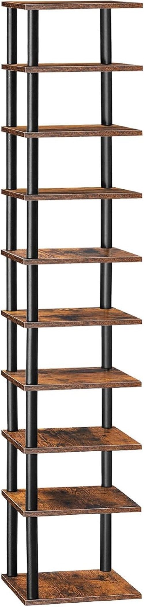 Hoobro Schuhregal, 10-lagiges Eck-Schuhregal, schmaler Schuhständer