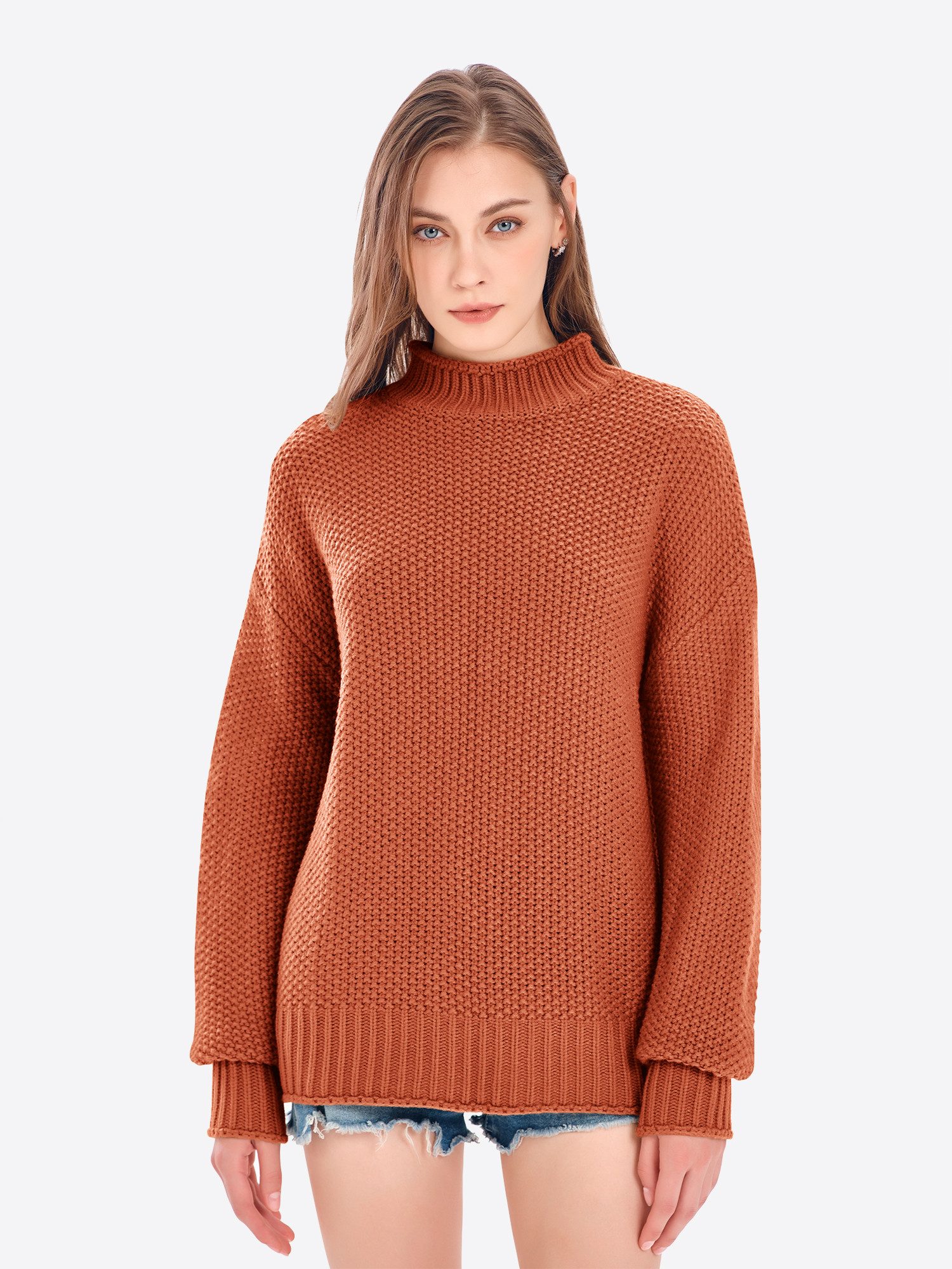 Imily Bela Sweater Damen Oversize Strickpullover mit Rollkragen (Packung, 1 günstig online kaufen