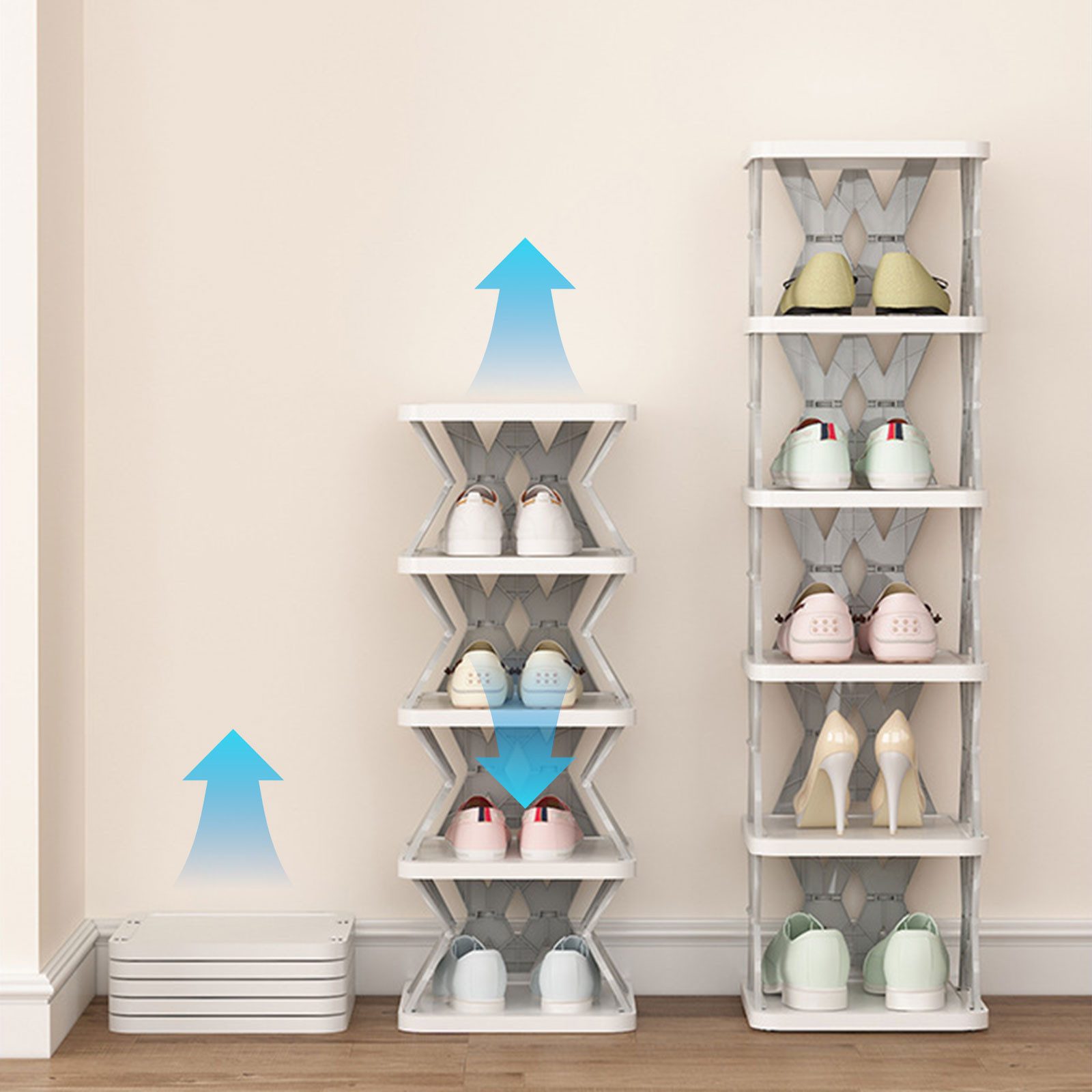 TWSOUL Schuhregal 6-lagiges, montagefreies, faltbares Schuhregal, Abnehmbar günstig online kaufen