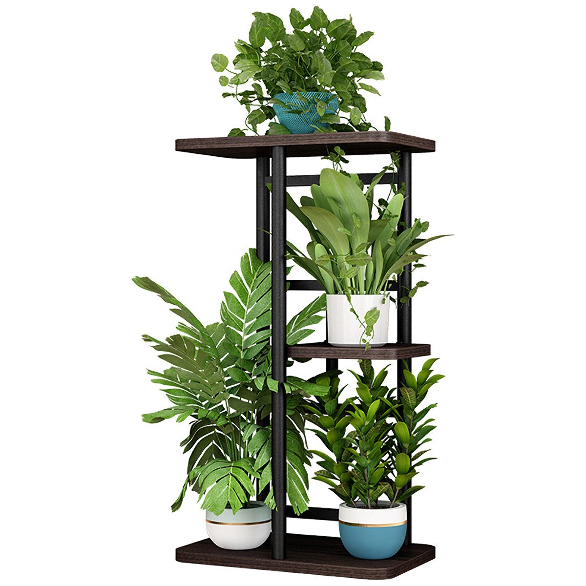 GarveeMore Blumenständer Neu Pflanzenständer Metall Blumenregal mit hölzern günstig online kaufen