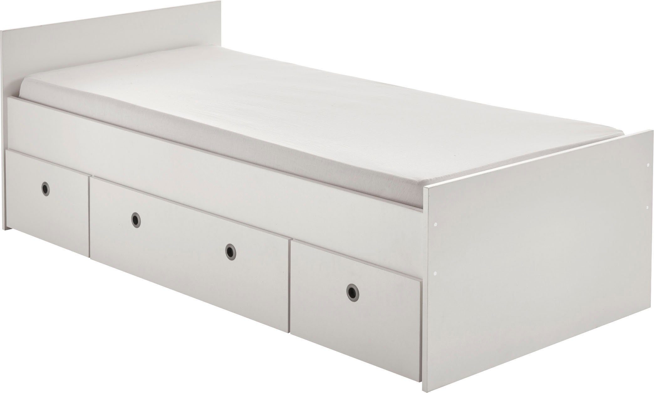 arthur berndt Stauraumbett Bente 1, TOP PREIS, viel Stauraum, 2 Breiten (90cm + 120cm), mit Melamin-Oberfläche, 3 Schubkästen auf Rollen, MADE IN GERMANY. € 199,99