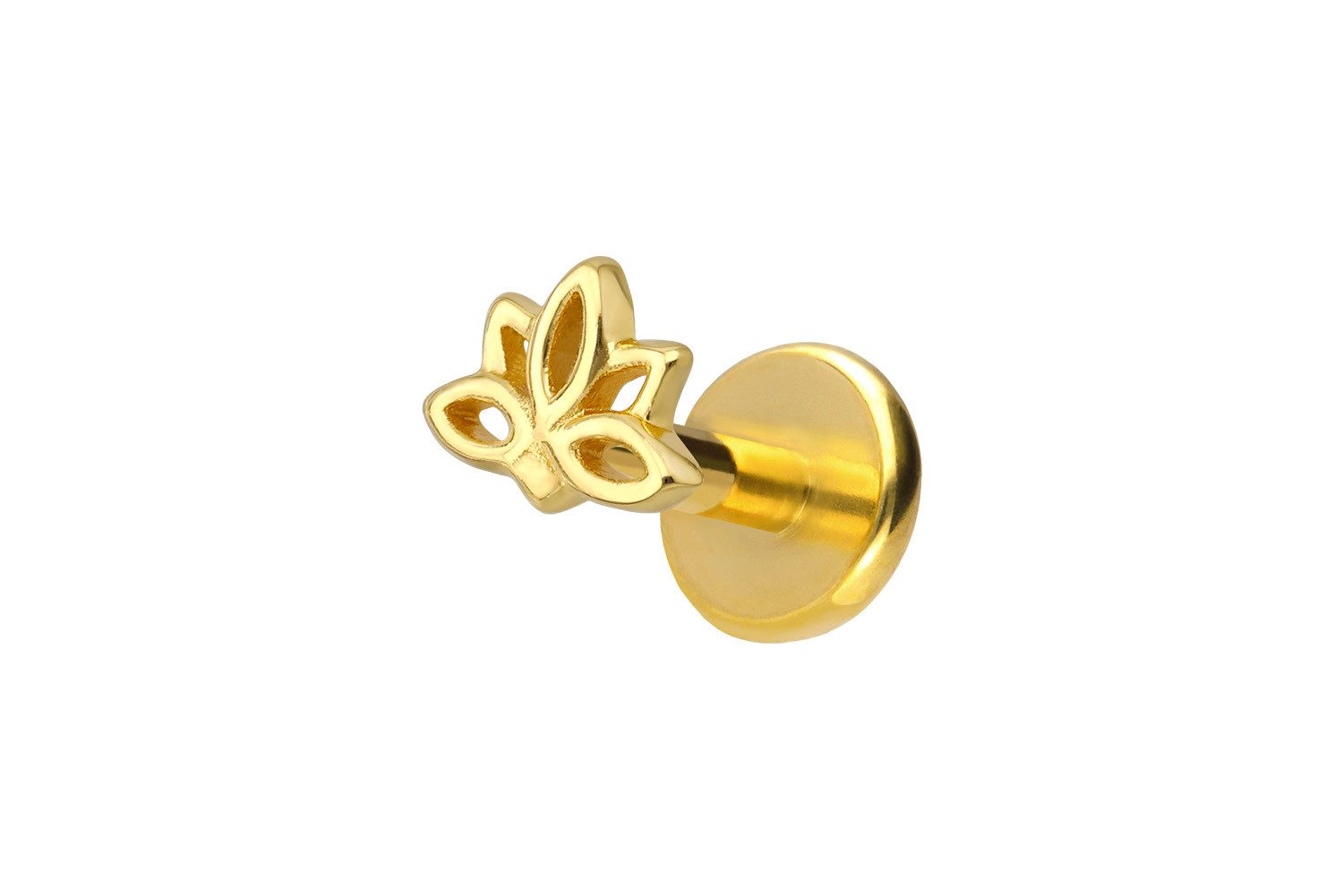 PIERCINGLINE Piercing-Set Titan Labret mit Innengewinde + 925er Silber Aufsatz LOTUSBLÜTE (Labrets, 1-tlg)
