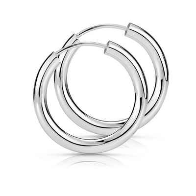 Materia Paar Creolen Damen Herren klein Ø15mm SO-15, 925 Sterling Silber