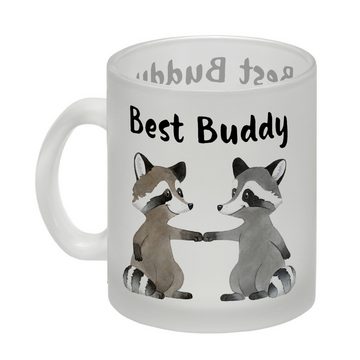 speecheese Tasse Waschbär Bruder und Kumpel Glas Tasse mit Spruch Best Buddy