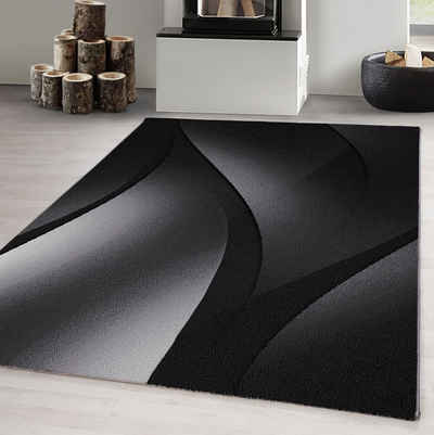 Designteppich Ombre Design, Carpetsale24, Läufer, Höhe: 6 mm, Modern Kurzflor Teppich Wohnzimmer Abstrakt Wellen Design Pflegeleicht