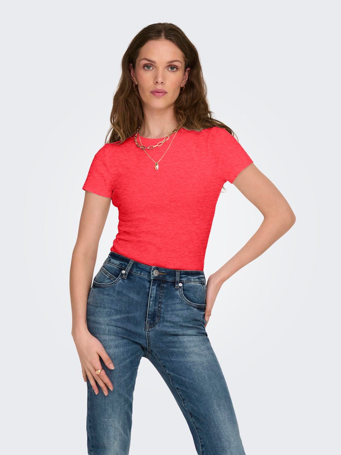 ONLY Kurzarmshirt ONLEASY S/S TOP CS JRS 2 PACK (Packung, 2-tlg) Baumwollmischung, regular fit