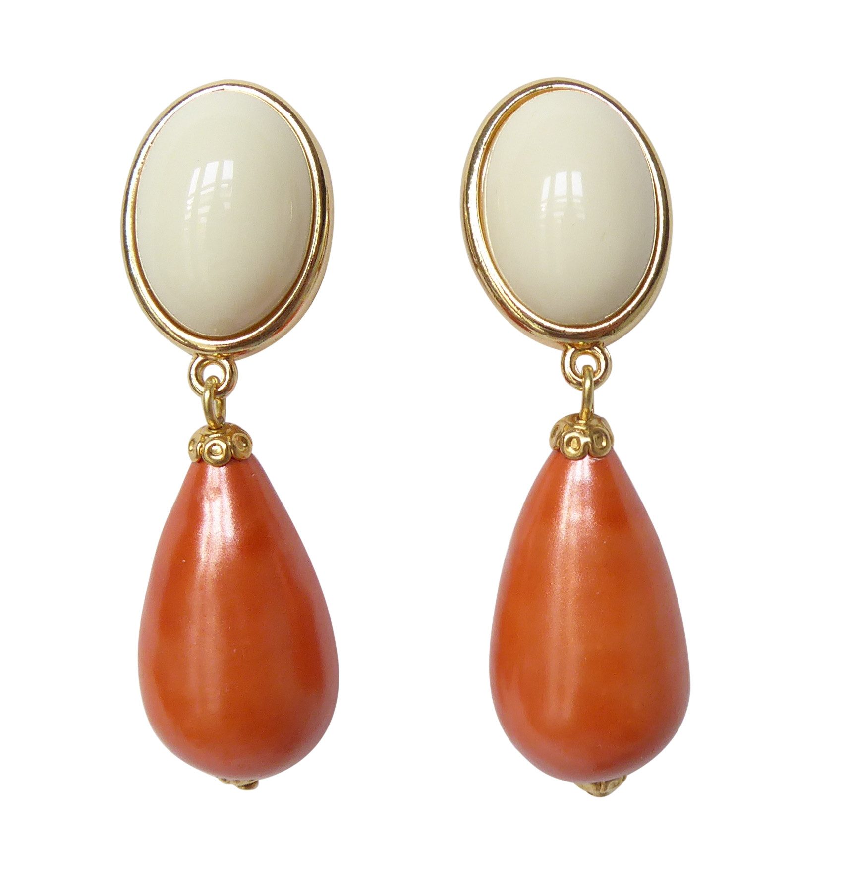 Mugello Paar Ohrclips Teresa Clips elfenbein-peach Modefarbe klassisch elegant, made in Germany Designer JustWin, Statementohrringe