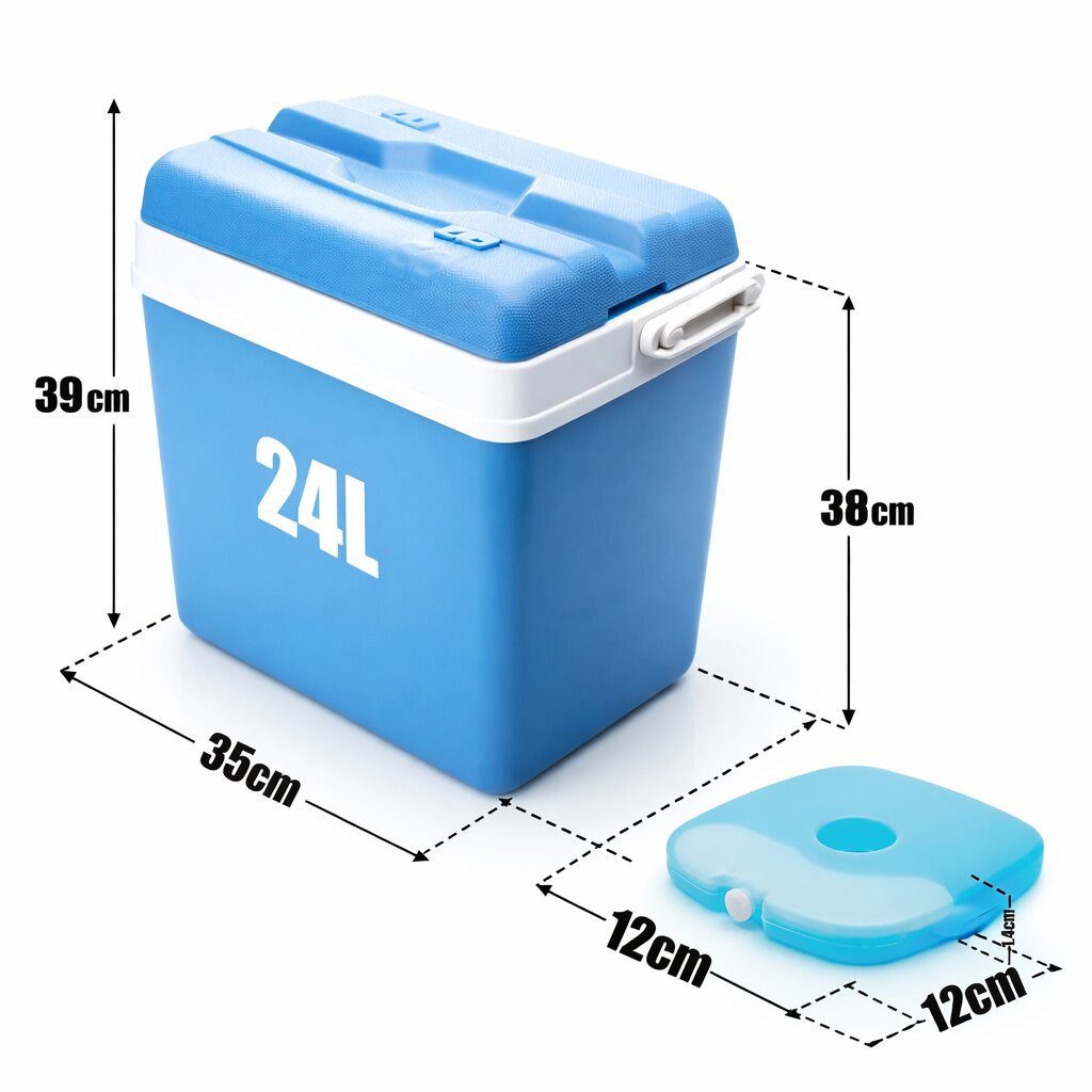 BigDean Kühlbox 24 Liter Set inkl. 6 Kühlakkus, blau/weiß, ohne Strom., 24 l, Camping, Picknick, Reisen, Festivals und Garten