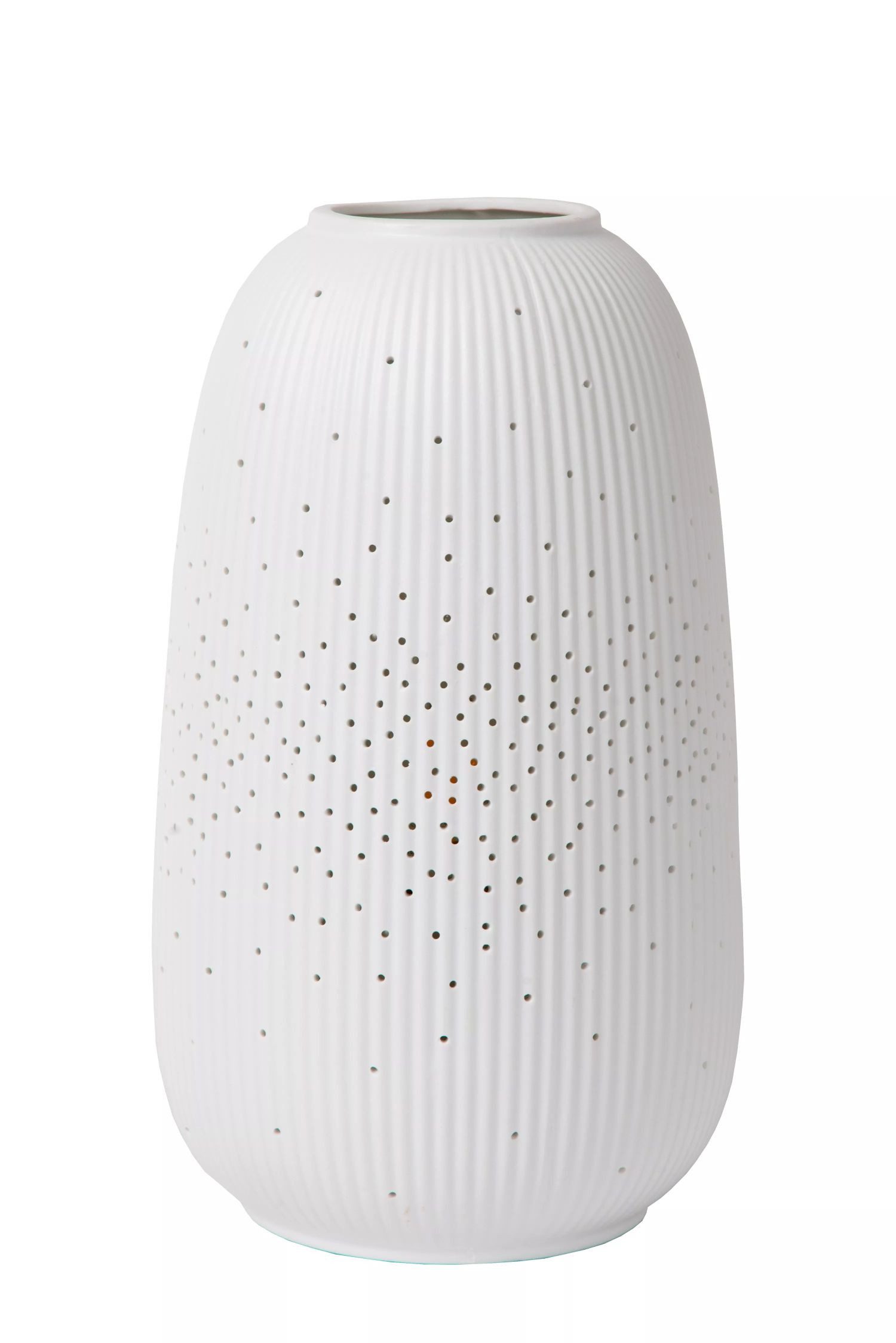 Licht-Erlebnisse Nachttischlampe KAIMO, ohne Leuchtmittel, Porzellan E14 D: 14,1 cm 24,1 cm hoch Weiß rund Modern