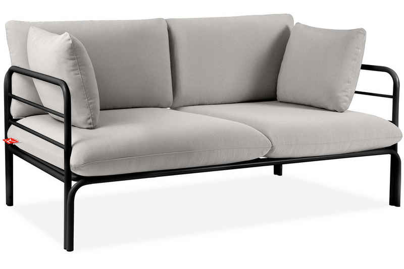 Konsimo Loungesofa RAMBE Sofa 2-Personen, Gartensofa, hergestellt in der EU, handgefertigt, Stahl, mit Kissen