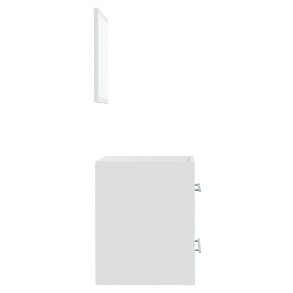 Weiß Badschrank mit cm, Badezimmer-Set vidaXL (1-St) Spiegel 41x38,5x48