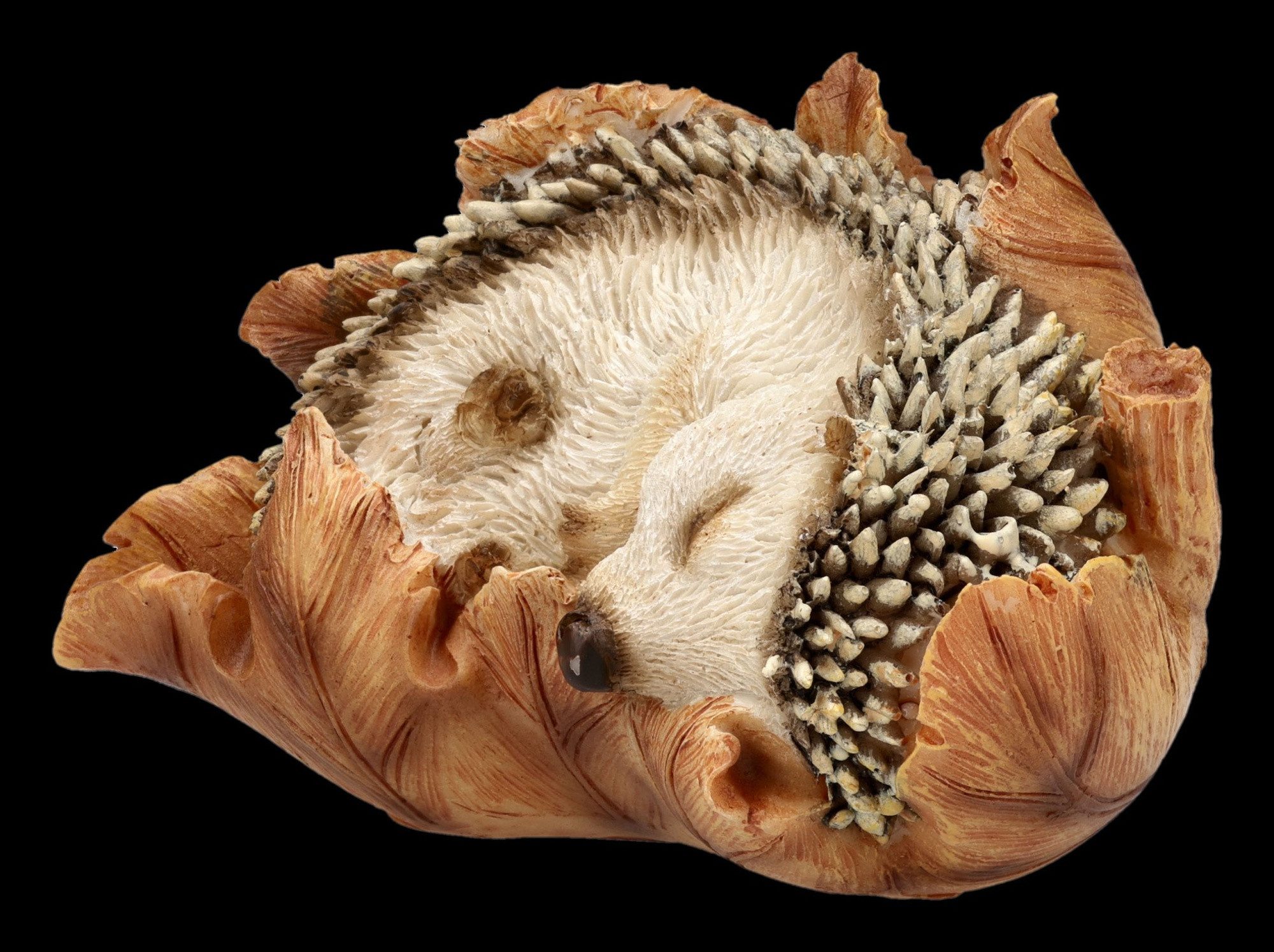 Figuren Shop GmbH Gartenfigur Igel Statue – Gartenfigur Tierdeko Winterschlaf Blatt Dekofigur 9 cm – Bild 3 von 5